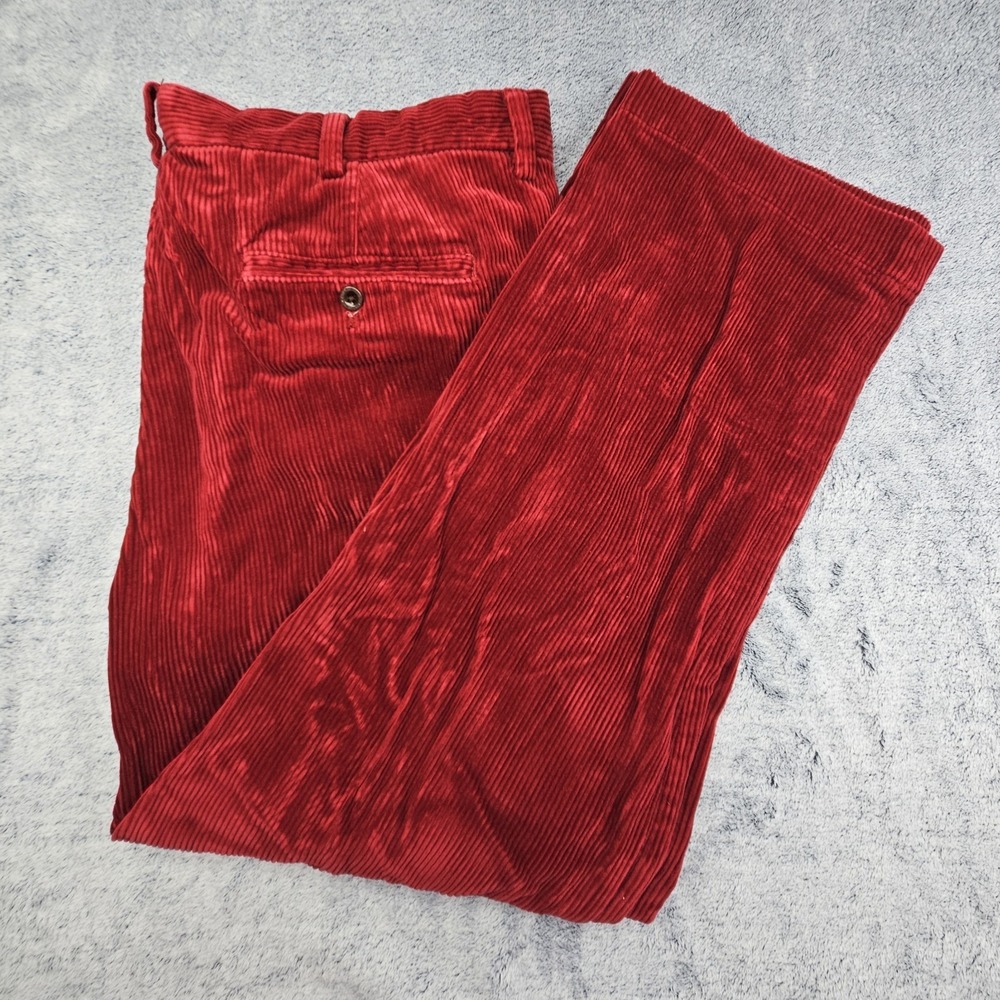 Polo Ralph Lauren Preston Pant Mens 38x30 Red Corduroy Wide Wale Trousers